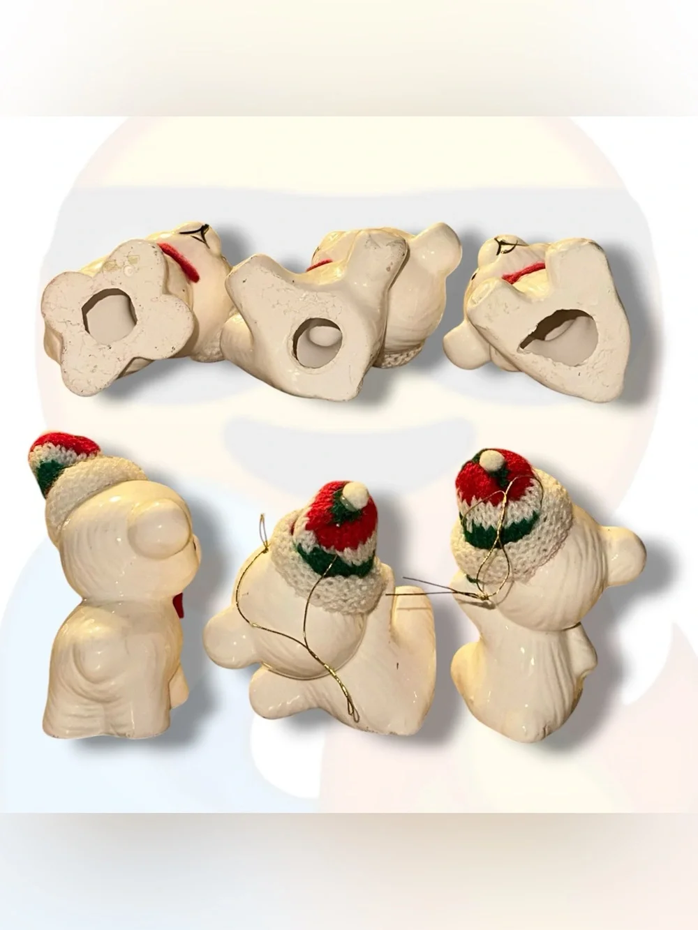 Vintage Snow Bear Christmas Ornaments Bunldle